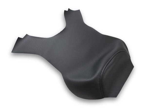 Matching tank cover in CFX to coordinate with Sargent's World Sport seats for the BMW R 1300 GS.